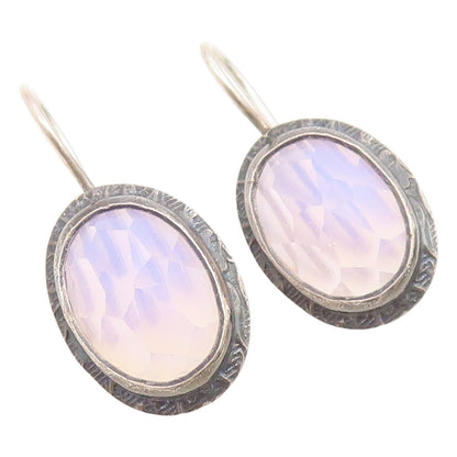925 Sterling Silver Vintage Earrings EUROPE Faceted Opal Elegant Dangle  EG14152