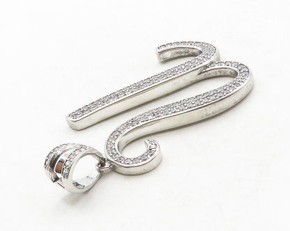 925 Sterling Silver  Shiny Cubic Zirconia Letter U Initial Pendant  PT10440