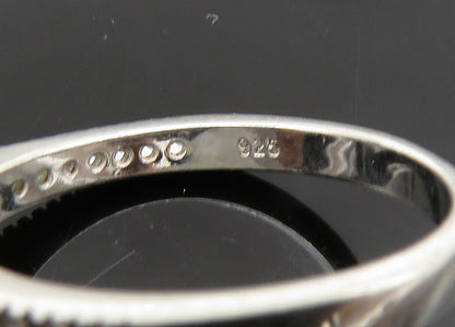 925 Sterling Silver  Vintage Shiny Cubic Zirconia Solitaire Ring Sz 6  RG22737