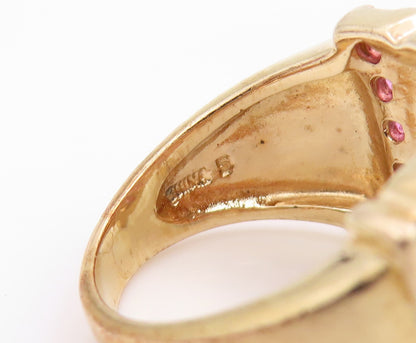 925 Sterling Silver Vintage Ring Gold Plated Elegant Ruby Stripes Sz 5.5 RG35515
