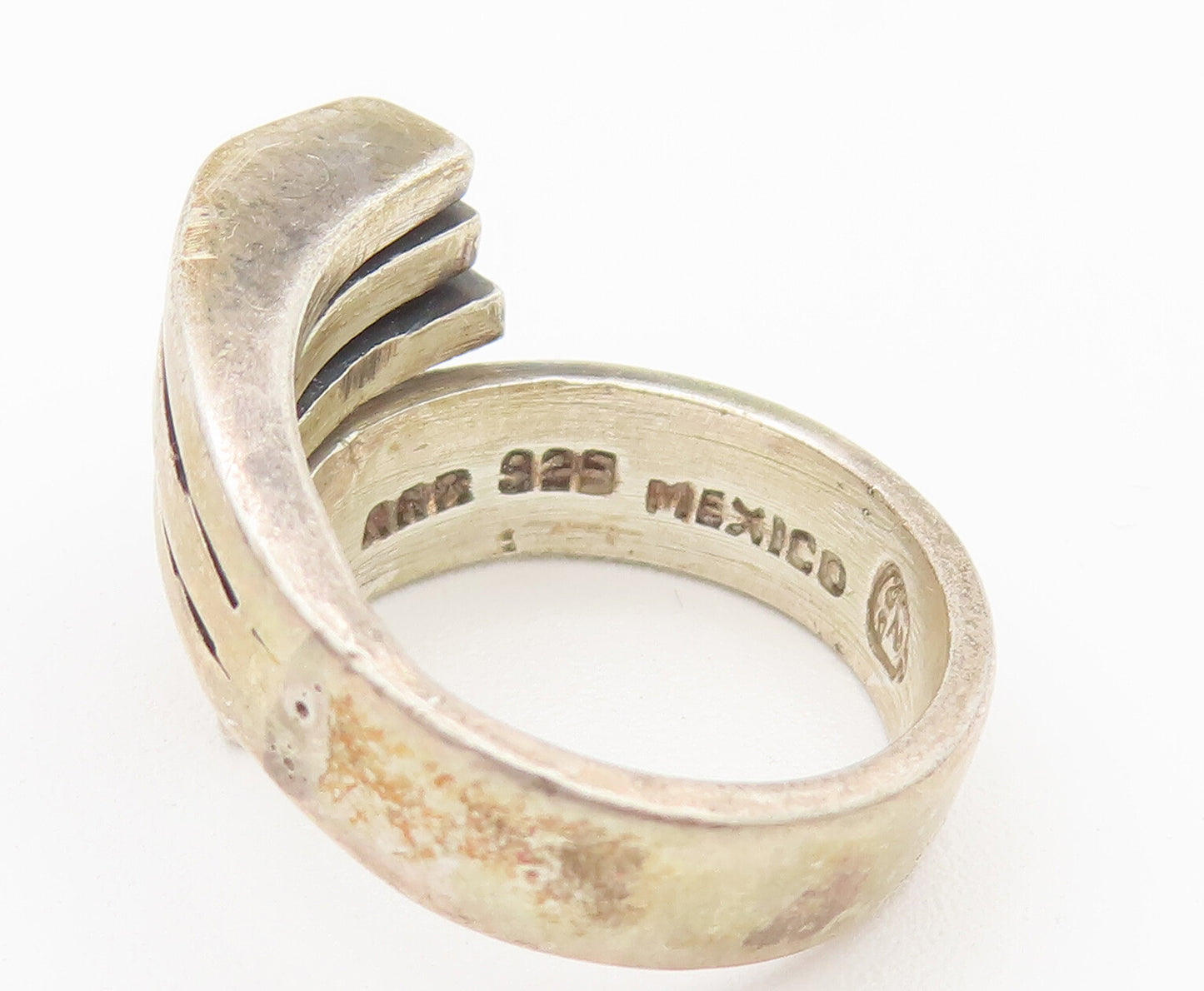 925 Sterling Silver Vintage Ring MEXICO Solid Cutout End Bypass  Sz 6.5 RG27927