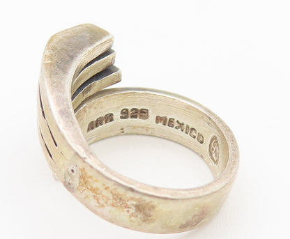 925 Sterling Silver Vintage Ring MEXICO Solid Cutout End Bypass  Sz 6.5 RG27927