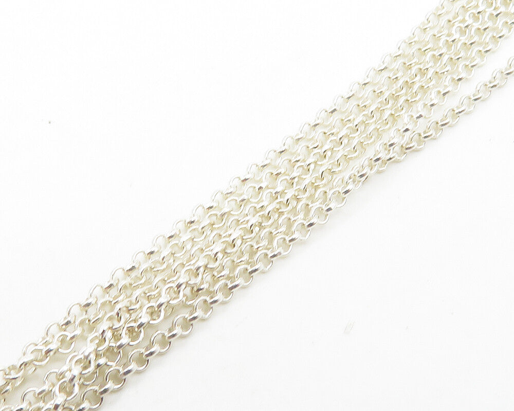925 Silver & 14K GOLD Vintage Love Heart Multi Strand Chain Necklace NE3051