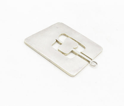 M&PL 925 Sterling Silver  Vintage Shiny Cutout Design Square Pendant  PT6528
