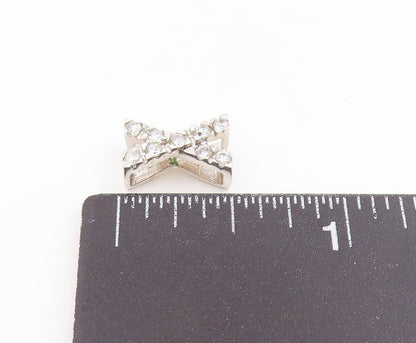 925 Sterling Silver  Vintage Dainty Cubic Zirconia X Charm Pendant  PT21234