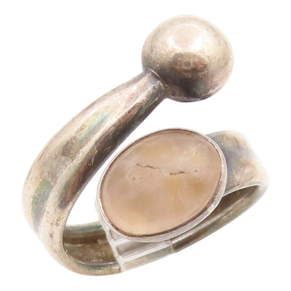 925 Sterling Silver Vintage Ring Classic Gemstone Geometric Bypass Sz 10 RG35853