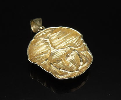 10K GOLD  Vintage Polished Carved Woman Head Pendant  GP367