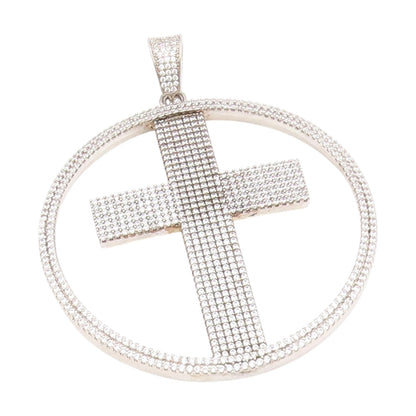 925 Sterling Silver Vintage Pendant CZ Large Religious Cross Medallion  PT25645