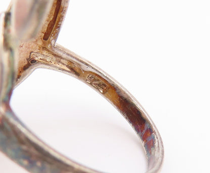 925 Sterling Silver Vintage Ring Modernist Abstract Swirl Band  Sz 8.5  RG36121