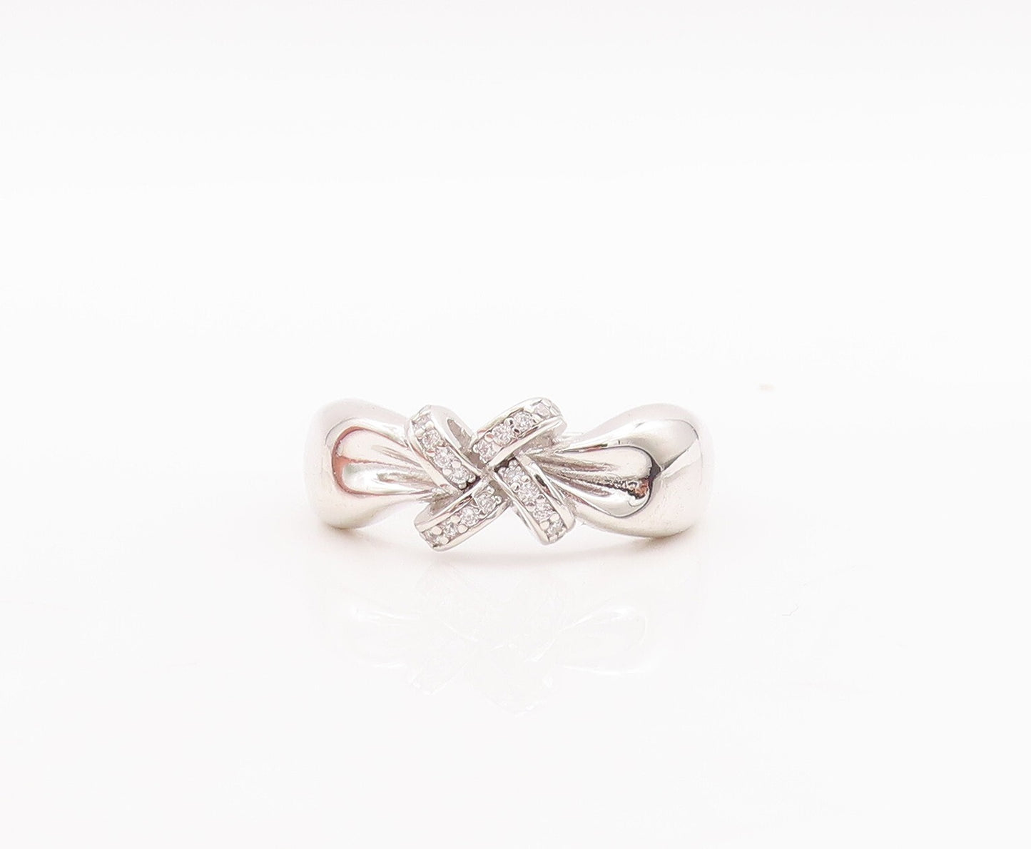 925 Sterling Silver Vintage Ring Designer Cutout CZ Inlay Knot  Sz 7  RG29253