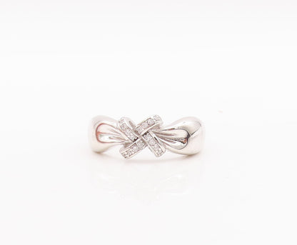 925 Sterling Silver Vintage Ring Designer Cutout CZ Inlay Knot  Sz 7  RG29253