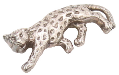 925 Sterling Silver Vintage Brooch Pin 3D Carved Puffed Walking Leopard  BP10608