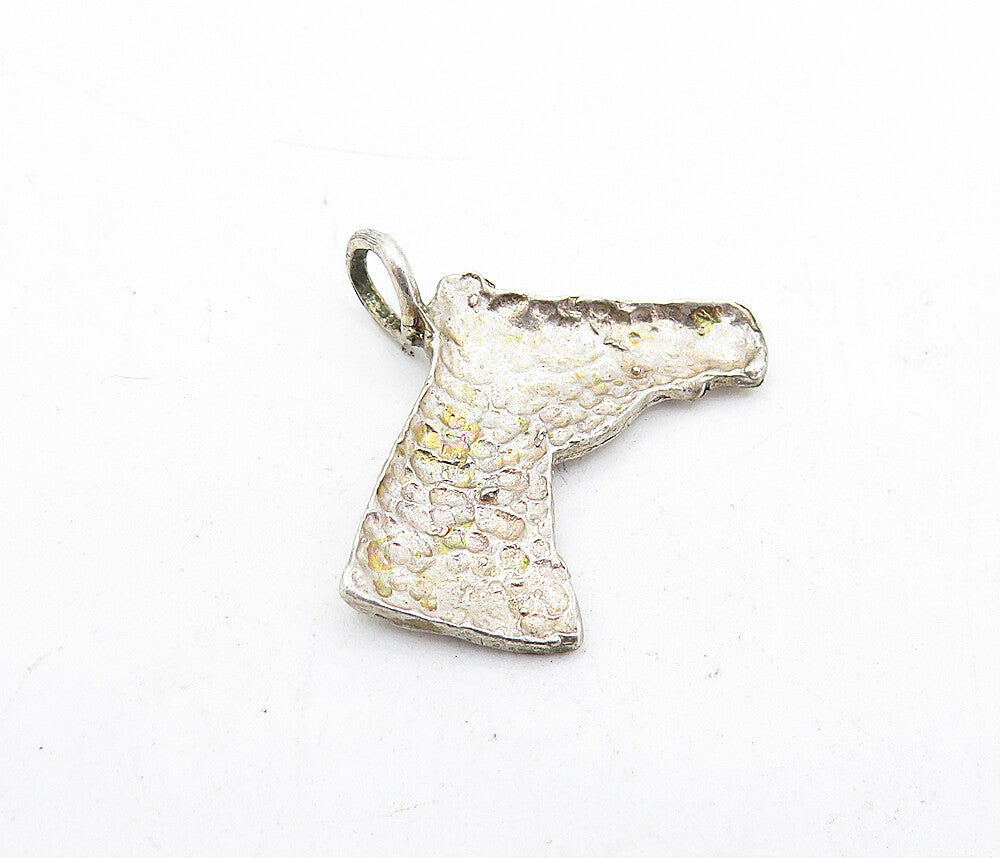 925 Sterling Silver  Vintage Shiny Petite Horse's Head Motif Pendant  PT3905