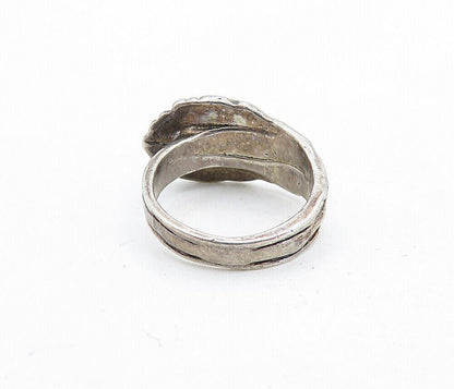 925 Sterling Silver  Vintage Petite Floral Spoon Wrap Band Ring Sz 4  RG5747