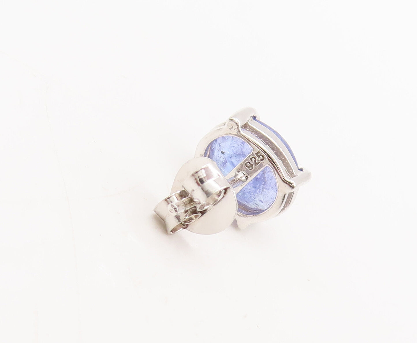 925 Sterling Silver Vintage Genuine Oval Tanzanite Stud Earrings  EG12712