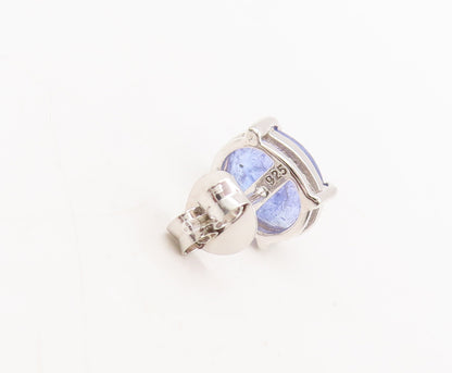 925 Sterling Silver Vintage Genuine Oval Tanzanite Stud Earrings  EG12712