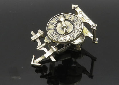 925 Sterling Silver  Vintage Heavy Mechanical Desktop Clock (SPINS)  TR2752