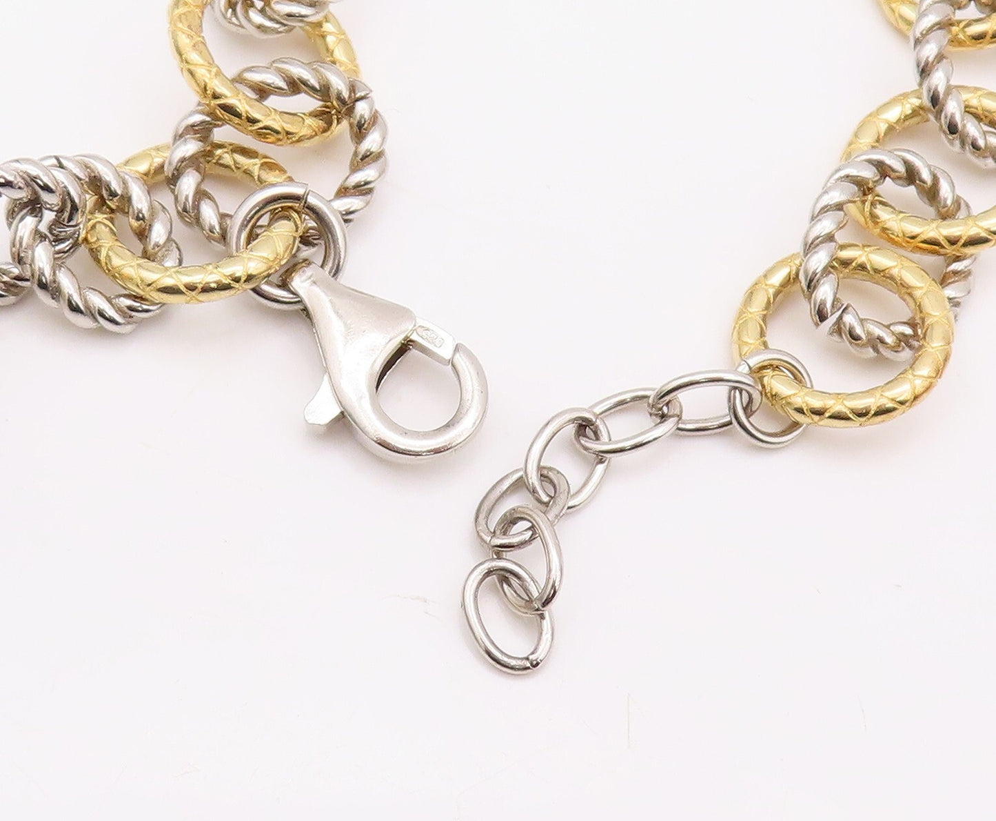 925 Sterling Silver Vintage Bracelet Gold Plated Smoky Quartz & CZ Ball  BT10839