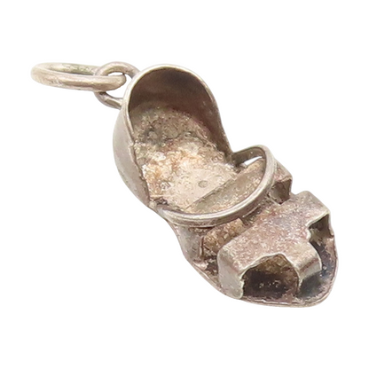 925 Sterling Silver  Vintage Dark Tone Petite Sandal Shoe Pendant  PT17900