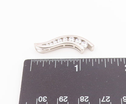 925 Sterling Silver  Vintage Graduated Cubic Zirconia Swirl Pendant  PT21244