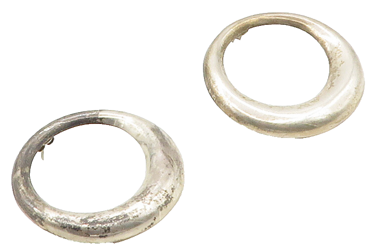 MEXICO 925 Sterling Silver  Vintage Dark Tone Open Circle Drop Earrings EG8500