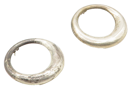 MEXICO 925 Sterling Silver  Vintage Dark Tone Open Circle Drop Earrings EG8500