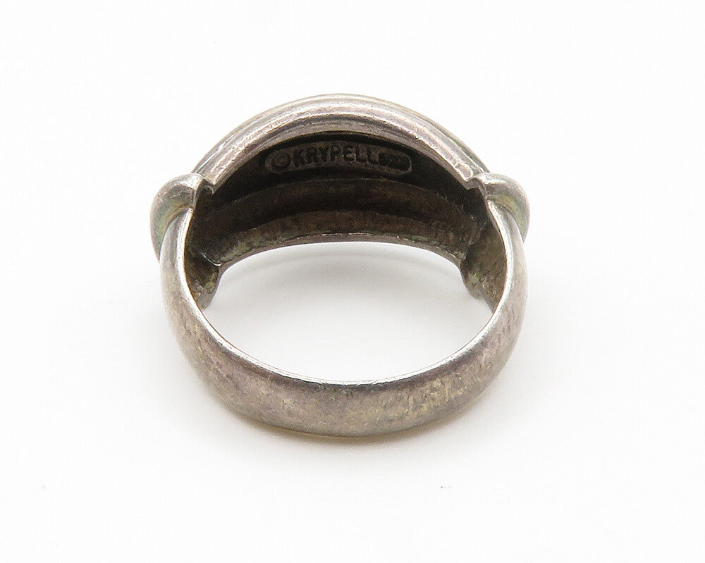 CHARLES KRYPELL 925 Silver  Vintage Dark Tone Fluted Band Ring Sz 6.5  RG14523