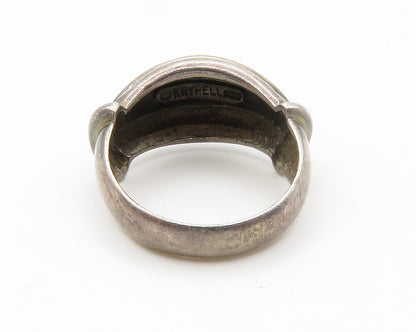 CHARLES KRYPELL 925 Silver  Vintage Dark Tone Fluted Band Ring Sz 6.5  RG14523