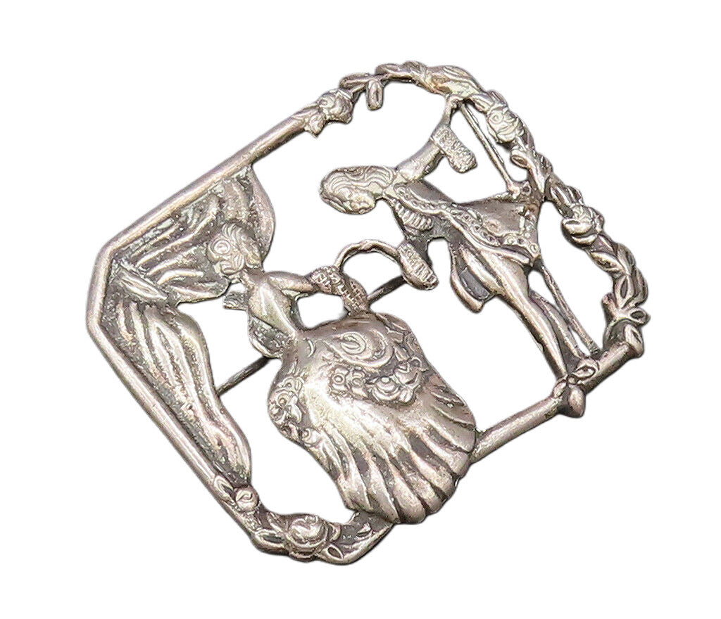 PERU 925 Silver  Vintage Antique Royal Dancing Cutout Brooch Pin  BP9876