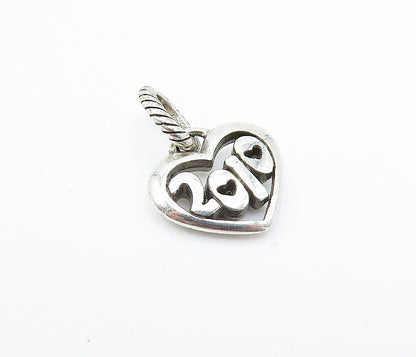 925 Sterling Silver  Shiny Petite 2010 Love Heart Twist Drop Pendant  PT2963