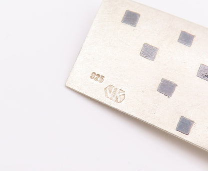 925 Sterling Silver Vintage Brooch Pin EUROPE Antique Squares Etched  BP11020