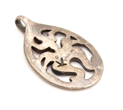 925 Sterling Silver Vintage Pendant Solid Dancer On Flame Cutout  PT22466