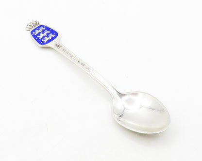 DENMARK 925 Sterling Silver  Vintage Blue Enamel Souvenir Tea Spoon  TR1971