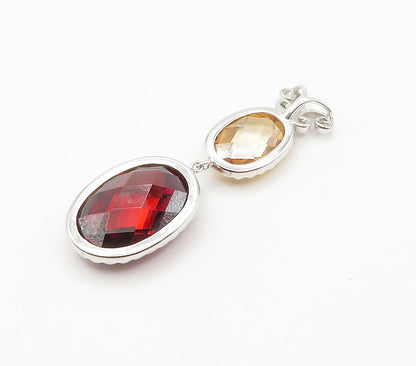925 Sterling Silver  Faceted Yellow & Red Topaz Butterfly Pendant  PT11951