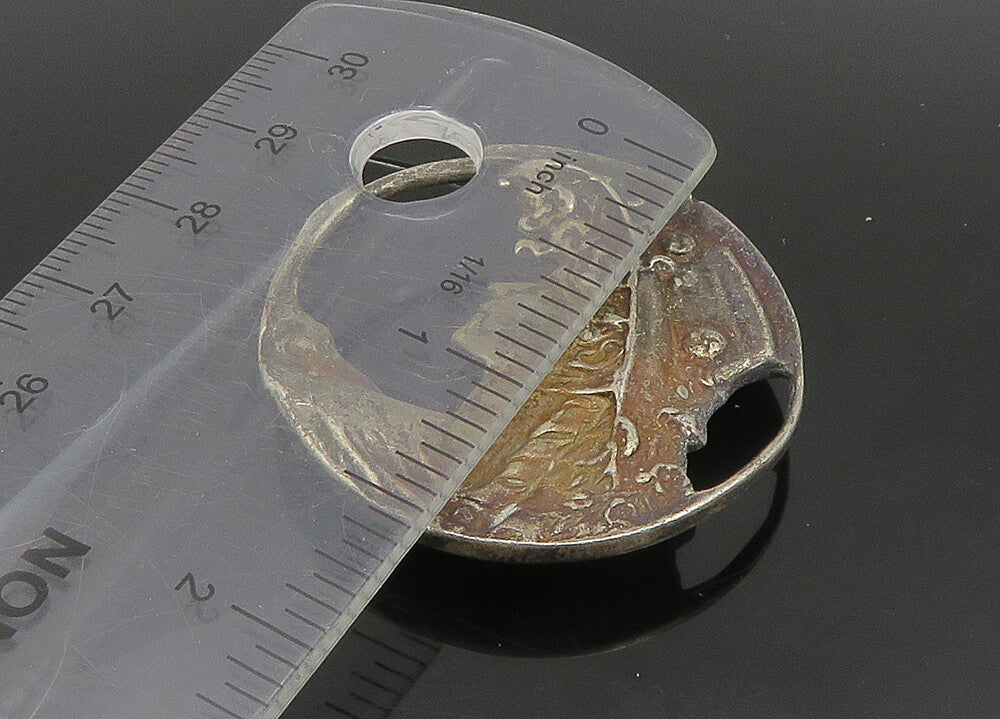 925 Sterling Silver  Vintage Oxidized Woman With Floral Hat Pendant  PT19253