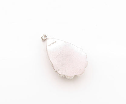 925 Sterling Silver Vintage Pendant Drop Shape Floral Design ( OPENS ) PT24682