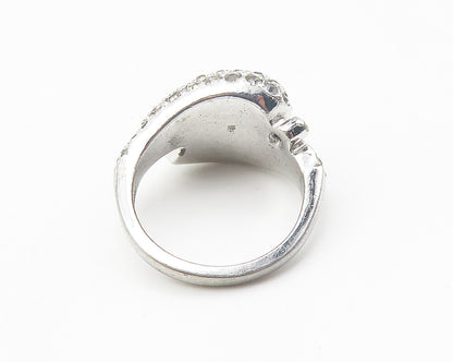 925 Sterling Silver  Vintage Cubic Zirconia Bypass Band Ring Sz 6  RG10281