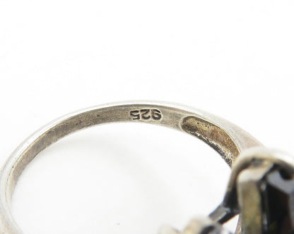 925 Silver  Vintage Cubic Zirconia & Hematite Cocktail Ring Sz 6  RG18027