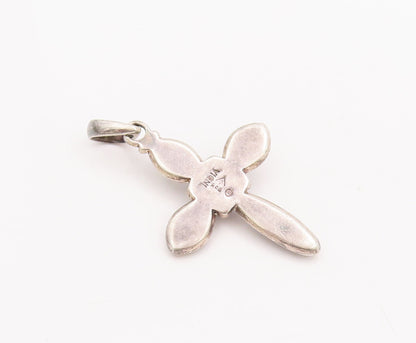 925 Sterling Silver Vintage Pendant SILPADA Faux Pearl Beaded Cross  PT22892