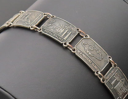 BMCO 925 Silver  Vintage Antique Carved Landscape Bahamas Bracelet  BT10096