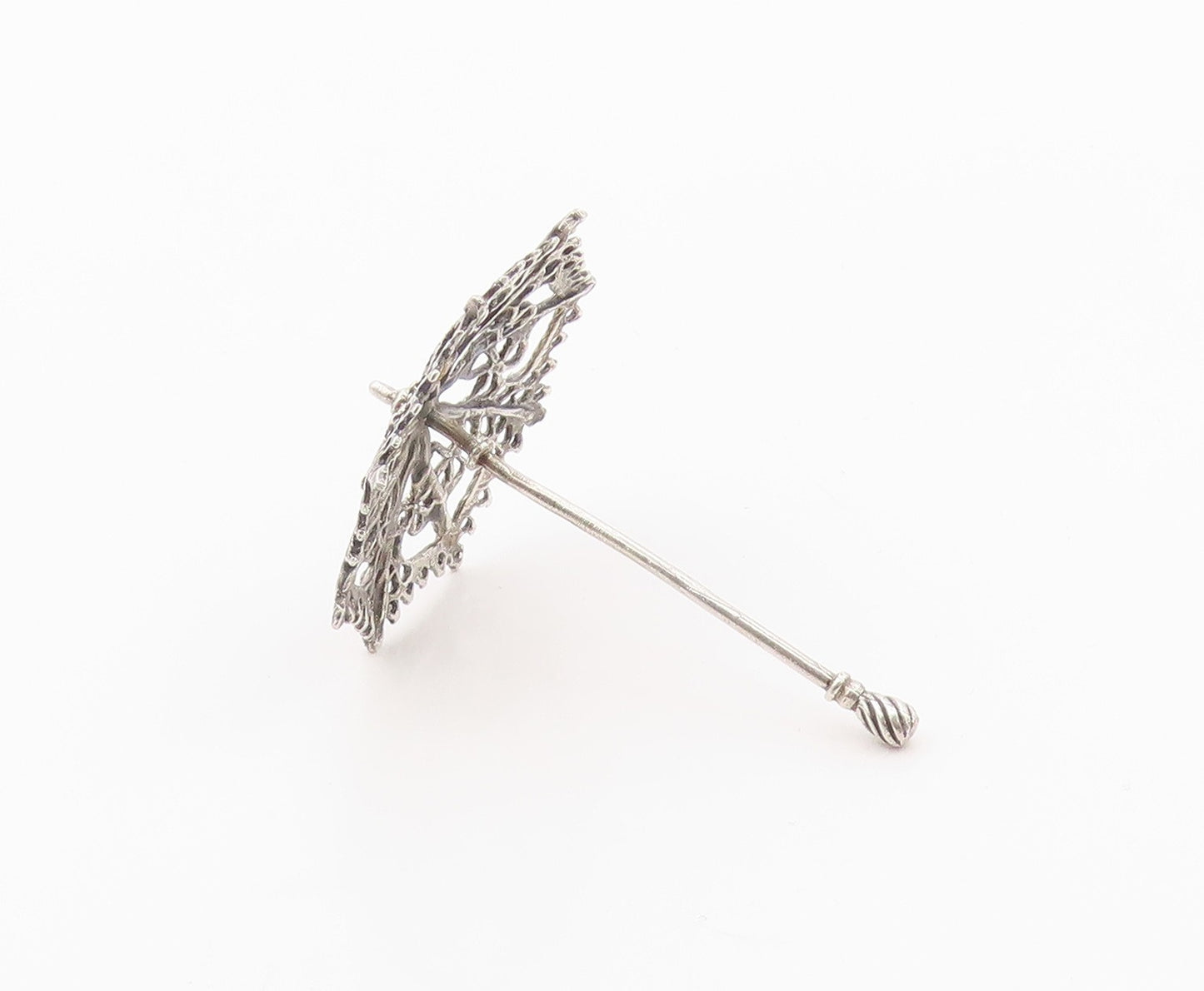 925 Sterling Silver  Vintage Shiny Open Pattern Umbrella Trinket  TR3180