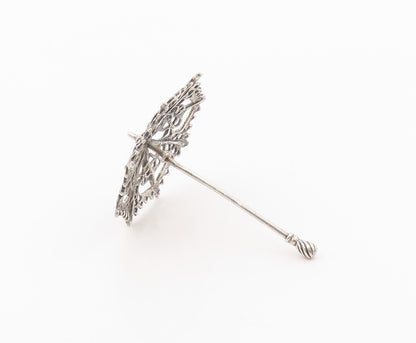 925 Sterling Silver  Vintage Shiny Open Pattern Umbrella Trinket  TR3180