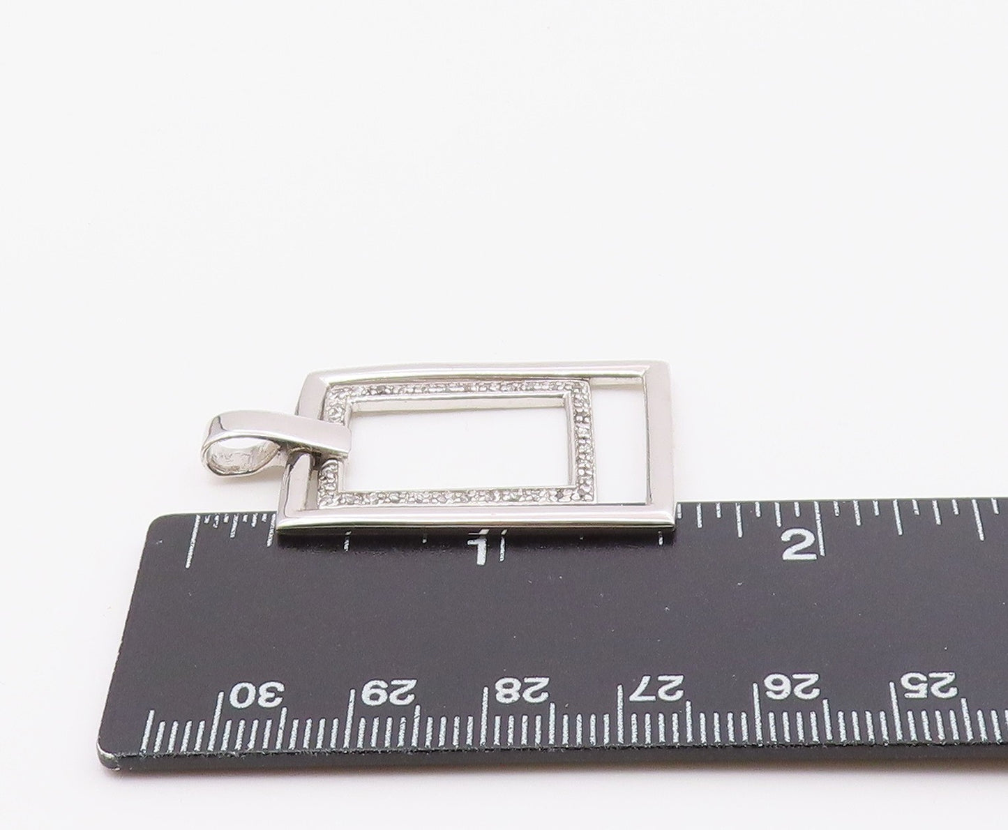 925 Sterling Silver  Vintage Topaz Open Squares Shiny Pendant  PT18554