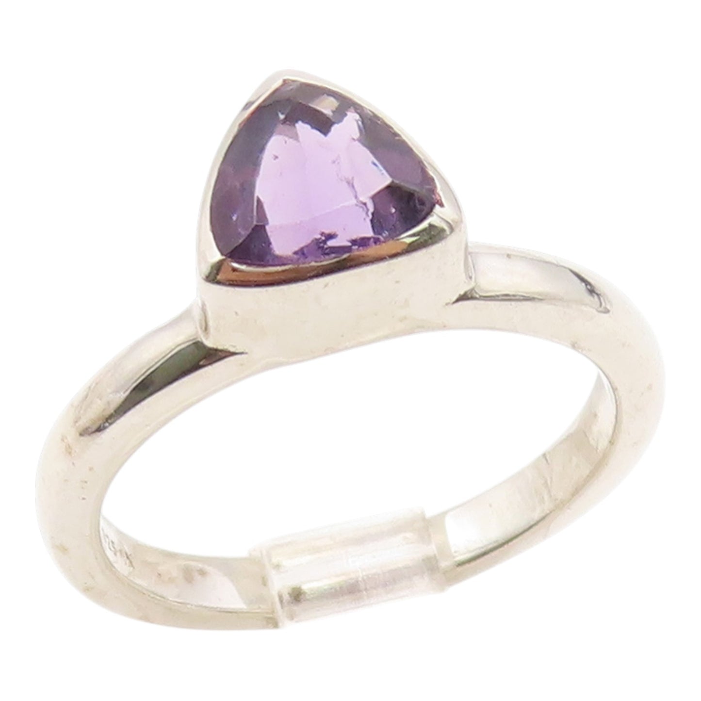 925 Sterling Silver Vintage Ring Elegant Amethyst Solitaire Band  Sz 8  RG35543