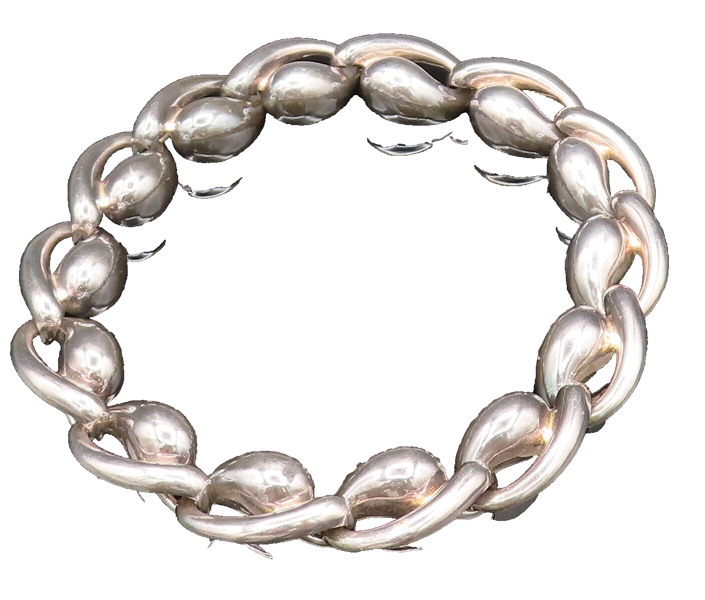 CHARLES KRYPELL 925 Silver  Vintage Modernist Chunky Teardrop Necklace  NE4015