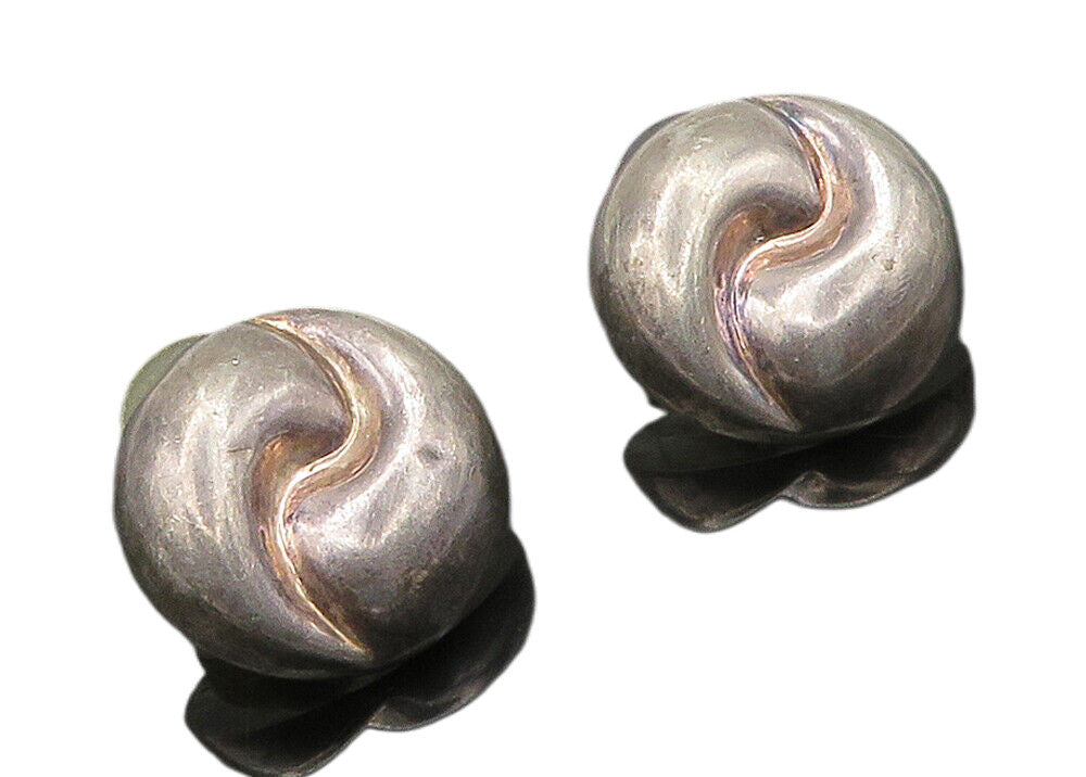 925 Sterling Silver  Vintage Dark Tone Hollow Swirl Drop Earrings  EG7864