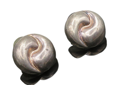 925 Sterling Silver  Vintage Dark Tone Hollow Swirl Drop Earrings  EG7864
