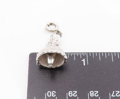 925 Sterling Silver  Vintage Pink Stone Accent Woman In Dress Pendant  PT16932