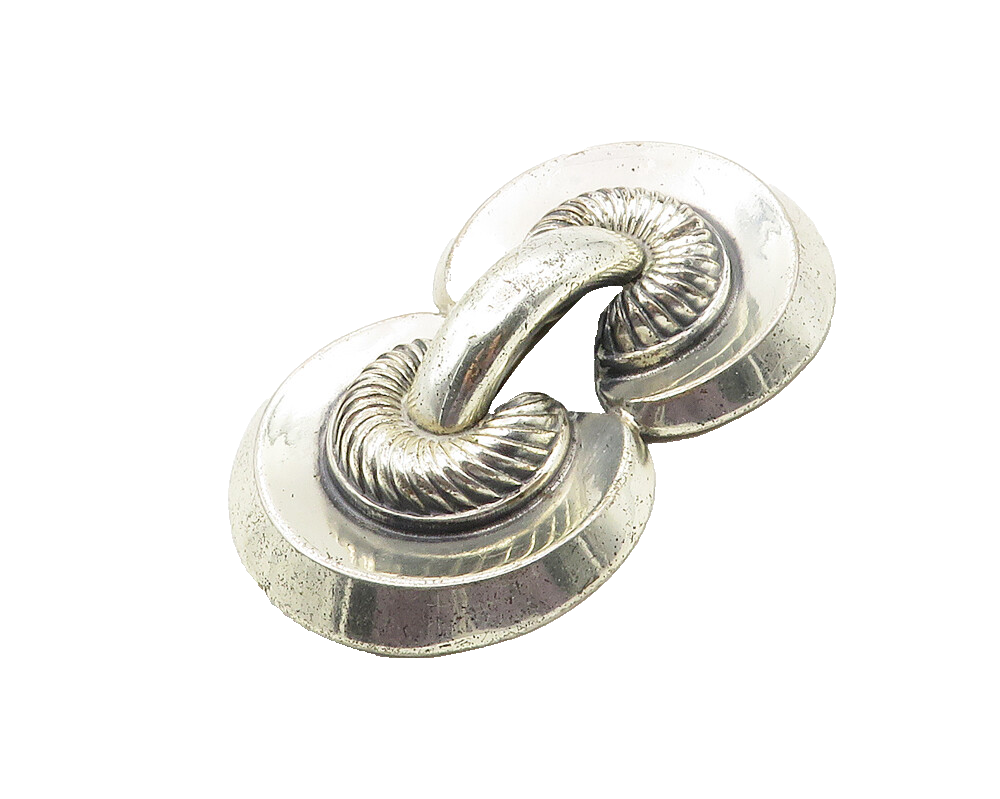MONET 925 Sterling Silver  Vintage Shiny Fluted Detail Brooch Pin  BP4041