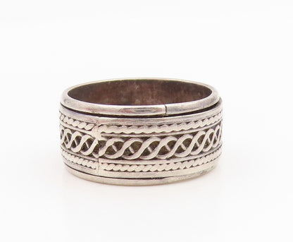 925 Sterling Silver Vintage Ring Celtic Weave Wide Spinner Band  Sz 11  RG35055